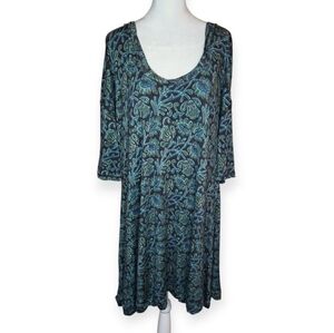 NEW Natural Life Navy Floral Vines Mini Dress Size Large